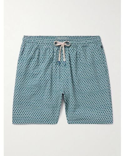 Faherty Shorelite Straight-leg Mid-length Printed Recycled Swim Shorts - Blue