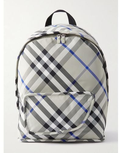 Burberry Checked Nylon-twill Backpack - Grey