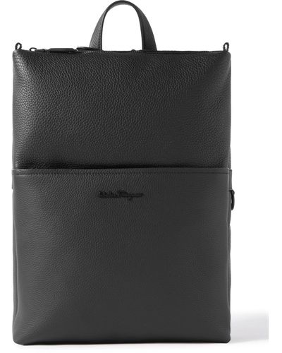 Ferragamo Firenze Full-grain Leather Backpack - Black
