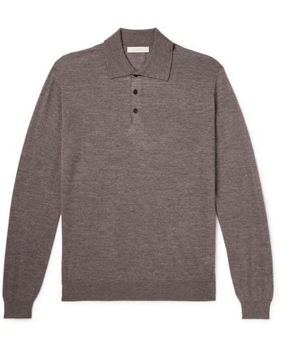 Saman Amel Slim-fit Cashmere And Silk-blend Polo Shirt - Gray