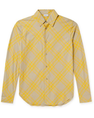 Burberry Checked Cotton-twill Shirt - Yellow
