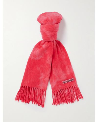 Acne Studios Canada Fringed Tie-dyed Wool Scarf - Red