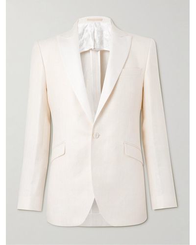 Favourbrook Randwick Slim-fit Herringbone Linen And Silk-blend Tuxedo Jacket - Natural