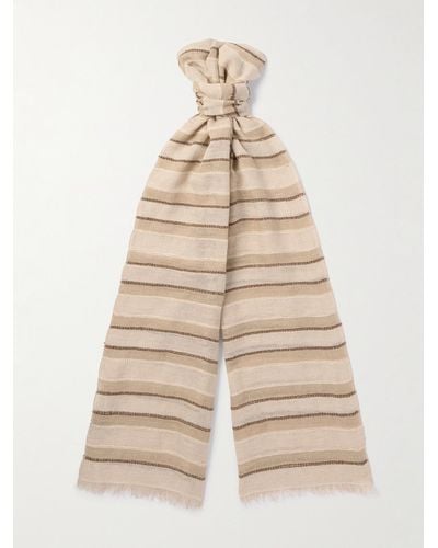 Loro Piana Nakaumi gestreifter Schal aus einer Mischung aus Seide - Natur