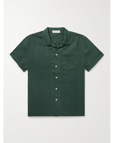 Alex Mill Hemd aus Leinen mit wandelbarem Kragen - Grün