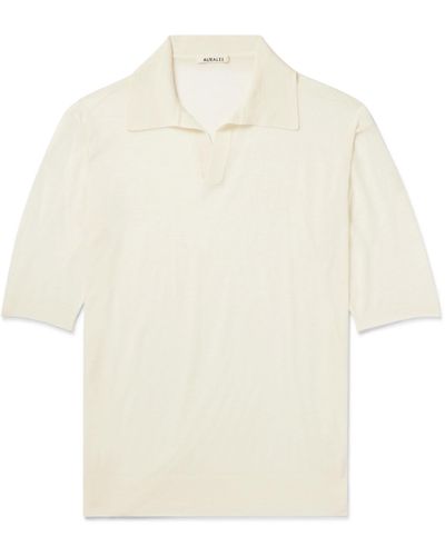 AURALEE Wool And Silk-blend Polo Shirt - White
