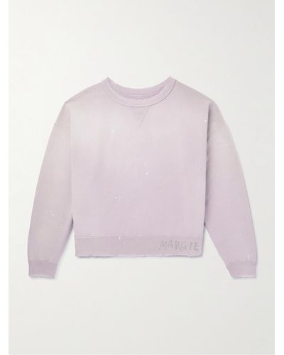 Maison Margiela Sweatshirt aus Baumwoll-Jersey mit Logoprint in Distressed-Optik - Pink