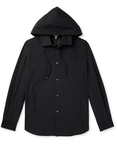Loewe Cotton-jacquard Hooded Overshirt - Black