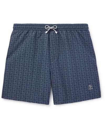 Brunello Cucinelli Straight-leg Mid-length Printed Swim Shorts - Blue