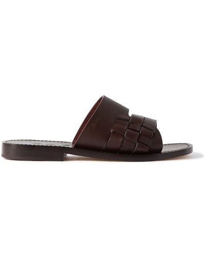 Loro Piana Sea-pacific Walk Braided Leather Slides - Brown