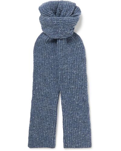 MR P. Ribbed Donegal Wool Scarf - Blue