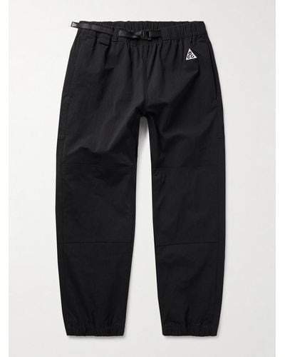 Nike Acg Tapered Logo-embroidered Belted Shell Trousers - Black