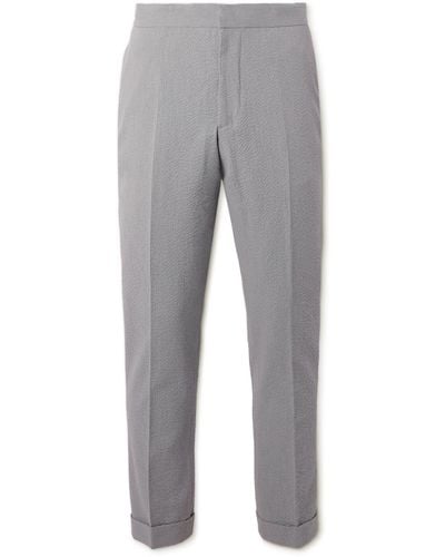 Officine Generale Joseph Straight-leg Cotton-seersucker Suit Pants - Gray