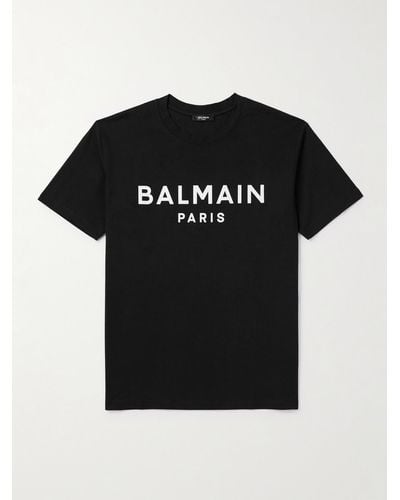 Balmain T-Shirt aus Baumwoll-Jersey mit Logoprint - Schwarz