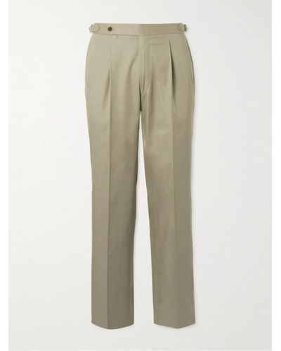 STÒFFA Tapered Pleated Cotton-twill Trousers - Natural