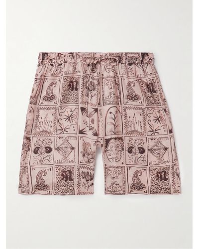 Nanushka Doxxi Straight-leg Printed Silk-twill Shorts - Pink