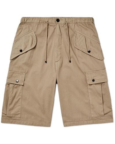 Dries Van Noten Straight-leg Cotton-gabardine Drawstring Cargo Shorts - Natural