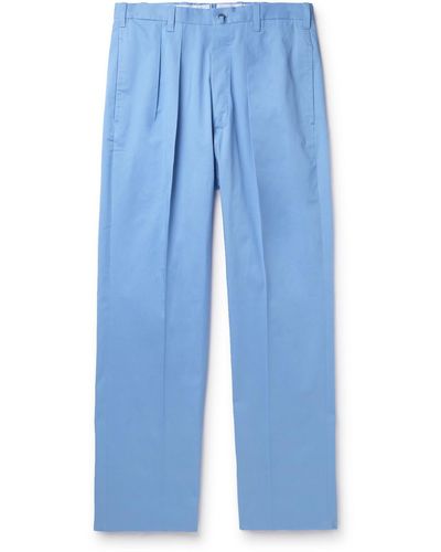 Giuliva Heritage Umberto Straight-leg Pleated Cotton-twill Pants - Blue