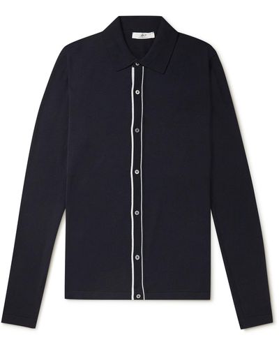 MR P. Contrast-tipped Wool Shirt - Blue