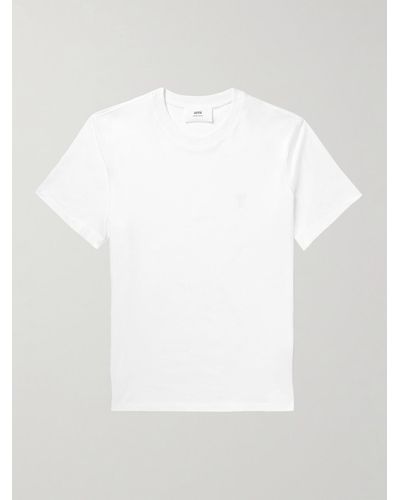 Ami Paris T-shirt in jersey di cotone biologico con logo ricamato ADC - Bianco
