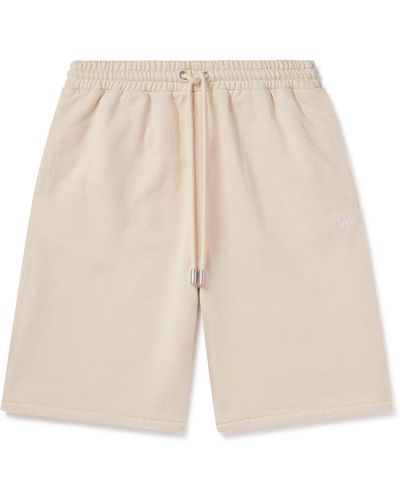 Off-White c/o Virgil Abloh Cornely Embroidered Cotton-jersey Shorts - Natural
