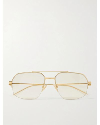 Bottega Veneta Aviator-style Gold-tone Sunglasses - Natural
