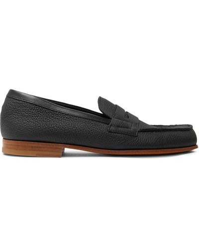 J.M. Weston 281 Le Moc Pebble-grain Leather Loafers - Black