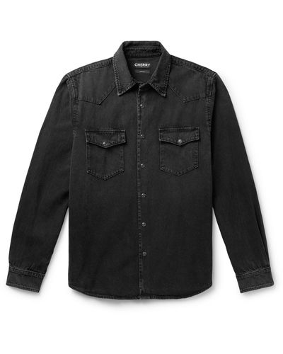 CHERRY LA Denim Western Shirt - Black