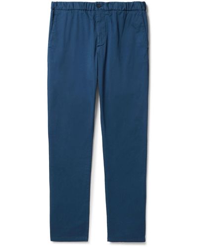 Frescobol Carioca Bruno Straight-leg Cotton-blend Pants - Blue