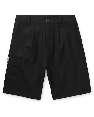 Haydenshapes Piston Straight-leg Pleated Merino Wool Cargo Shorts - Black
