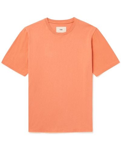 Folk Garment-dyed Cotton-jersey T-shirt - Orange