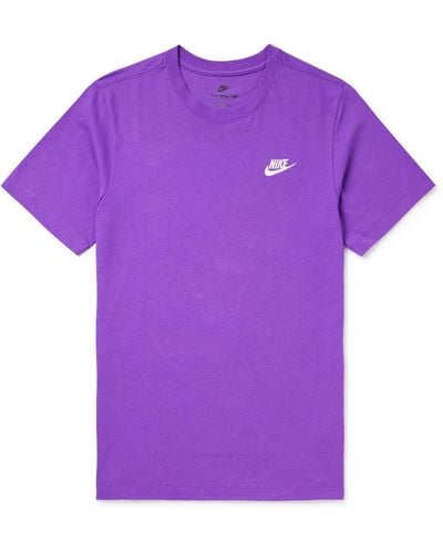 Nike Sportswear Club Logo-embroidered Cotton-jersey T-shirt - Purple