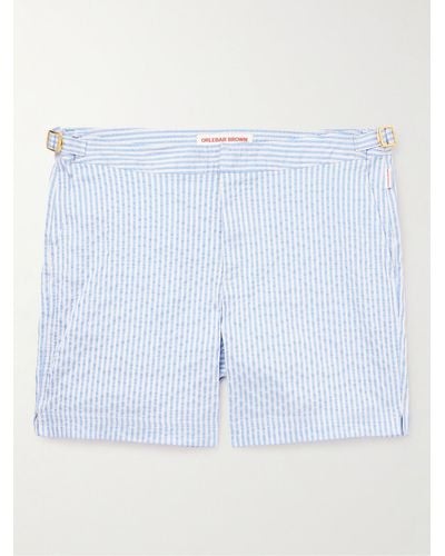 Orlebar Brown Bulldog Slim-fit Mid-length Striped Seersucker Swim Shorts - Blue