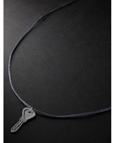 Carolina Bucci Key White Gold Lurex Pendant Necklace - Black