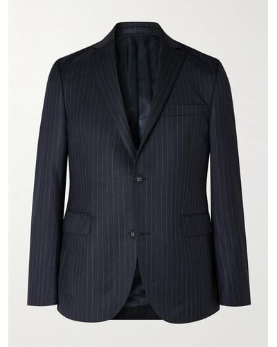 Officine Generale 375 Pinstriped Wool-twill Suit Jacket - Blue