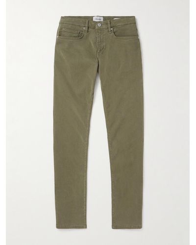 FRAME L'homme Slim-fit Stretch-lyocell Trousers - Green
