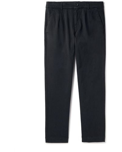 MR P. Tapered Pleated Garment-dyed Cotton-blend Twill Pants - Blue