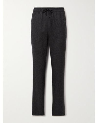 De Bonne Facture Straight-leg Wool-flannel Drawstring Trousers - Black