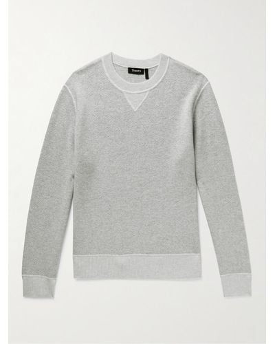 Theory Alcos Herringbone Wool-blend Sweatshirt - Grey