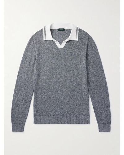 Incotex Zanone Cotton-blend Bouclé Polo Shirt - Grey
