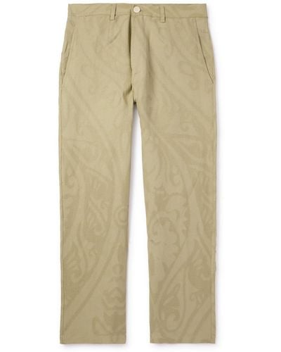 Kardo Thomas Embroidered Cotton And Linen-blend Pants - Natural