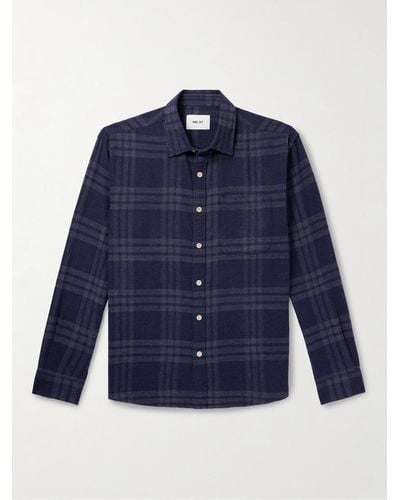 NN07 Deon 5465 Checked Organic Cotton-flannel Shirt - Blue