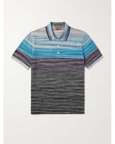 Missoni Space-dyed Cotton-piqué Polo-shirt - Blue