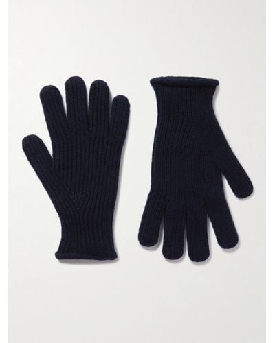 MR P. Handschuhe aus Wolle in Rippstrick - Blau