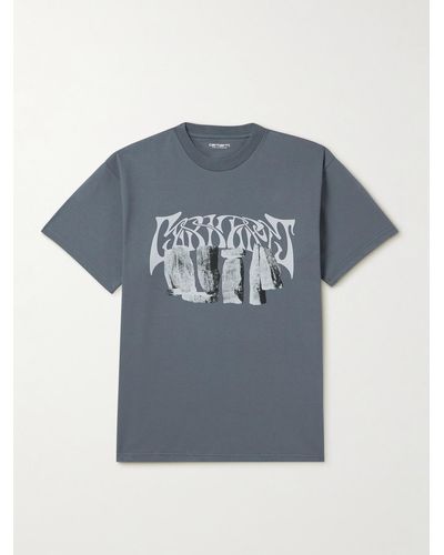 Carhartt Pagan T-Shirt aus Baumwoll-Jersey mit Logoprint - Blau