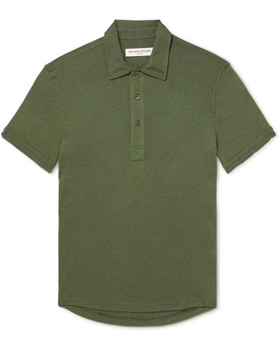 Orlebar Brown Sebastian Stretch Cotton And Cashmere-blend Polo Shirt - Green