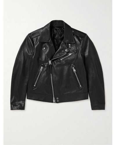 Tom Ford Bikerjacke aus vollnarbigem Leder - Schwarz
