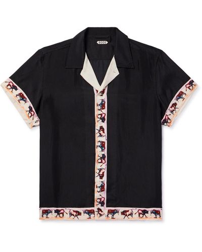 Bode Taureau Printed Silk Shirt - Black