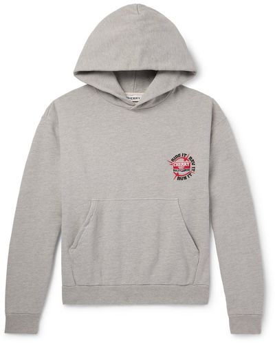 CHERRY LA Logo-embroidered Cotton-jersey Hoodie - Gray