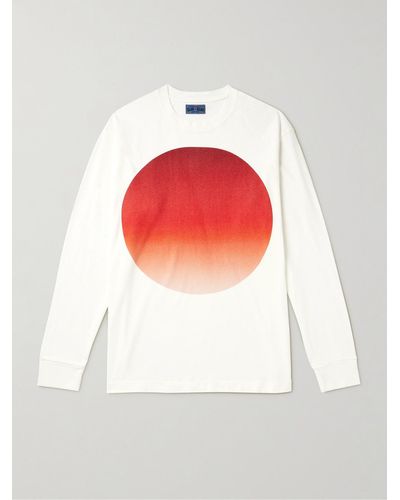 Blue Blue Japan Printed Cotton-jersey T-shirt - White